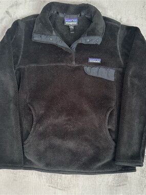 Patagonia Womens Black Snap T Fleece Pullover Jacket Sz Small